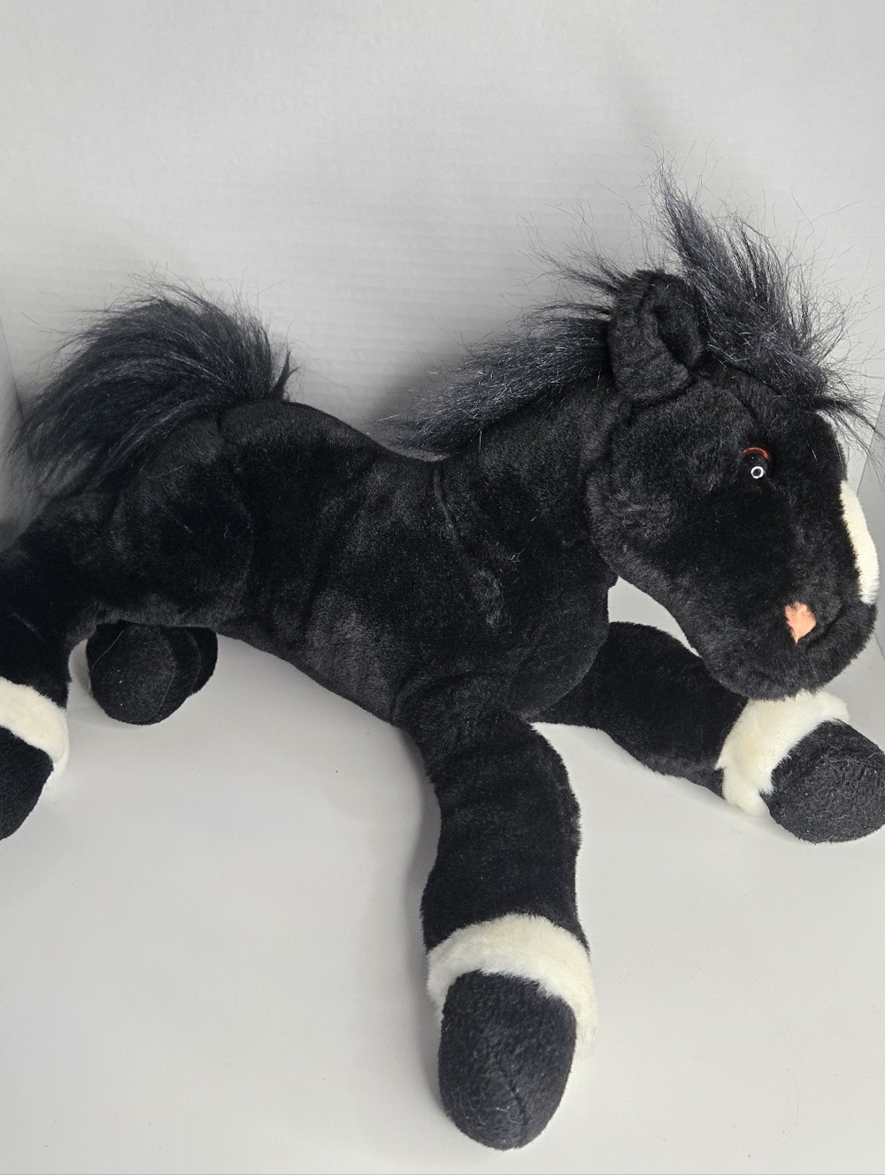 Toys R Us Animal Alley Black Horse Pony Plush 2000 Stuffed Animal 14"